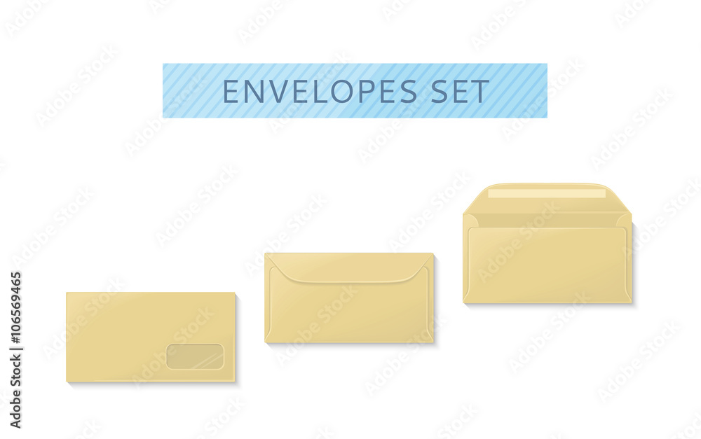 Poster envelope set open and close design flat