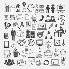 Infographic elements. Hand drawn vector icons of business, office, marketing, internet