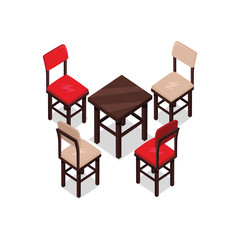 Chair and Table Isometric Design