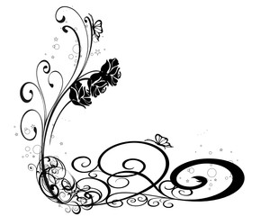 coin floral vecteur arabesques