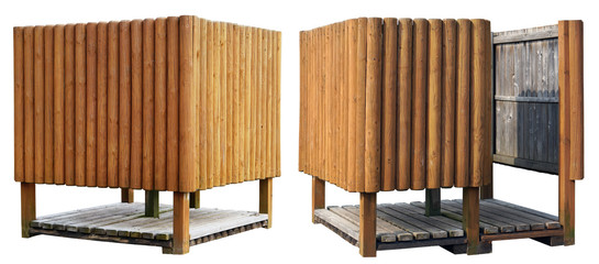 Creative wooden beach cabins