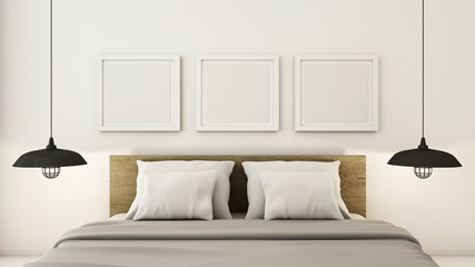 Mock up bedroom interior for modern & loft - 3D render 