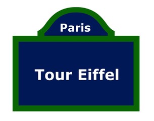 Tour Eiffel sur une plaque de rue à Paris