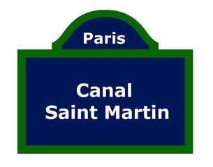 Canal Saint Martin sur une plaque de rue à Paris