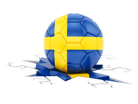 3D rendering of a football with the flag of Sweden, isolated on white