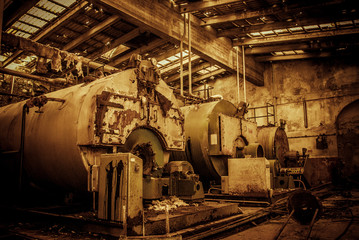 Fototapeta na wymiar abandoned industrial building - monochrome style image