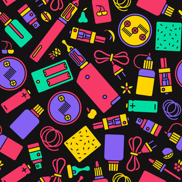 Vape shop seamless pattern in flat style
