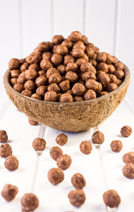 Cereals in a coconut bowl