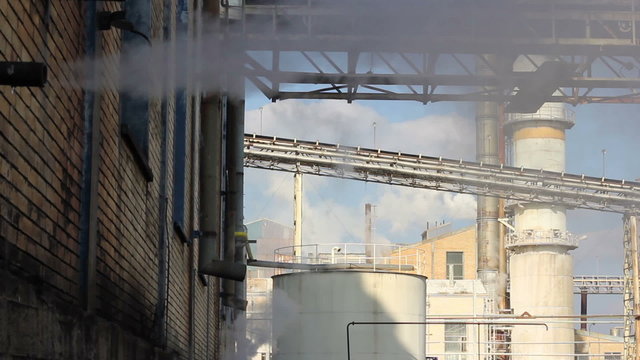 Smoke and steam from industrial plant
