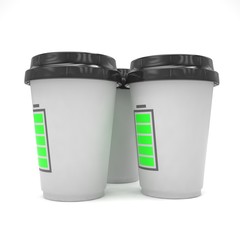 Three paper coffee cups. 3D rendering.