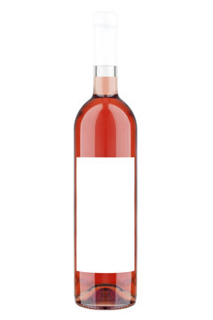 One Of Pink Wine Bottle On White Background