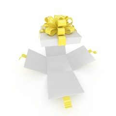 open gift box on white background. 3D rendering.