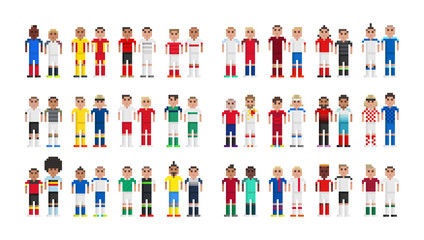 Obraz na płótnie Canvas Footballeurs en pixels