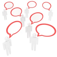 people with talk bubbles isolated over a white background. 3D rendering.