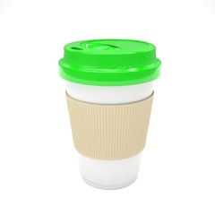 Coffee to go on white. 3D rendering.