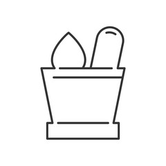 Line Icon Style, mortar with herbs icon