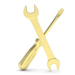 3D Illustration Wrench and screwdriver, service concept
