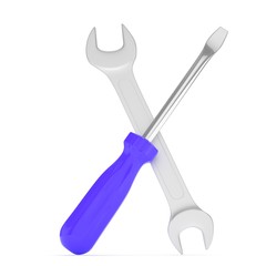 3D Illustration Wrench and screwdriver, service concept