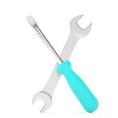 3D Illustration Wrench and screwdriver, service concept