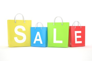 sale written on shopping bag. 3D rendering.