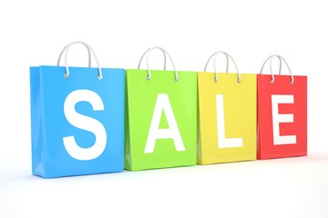 sale written on shopping bag. 3D rendering.