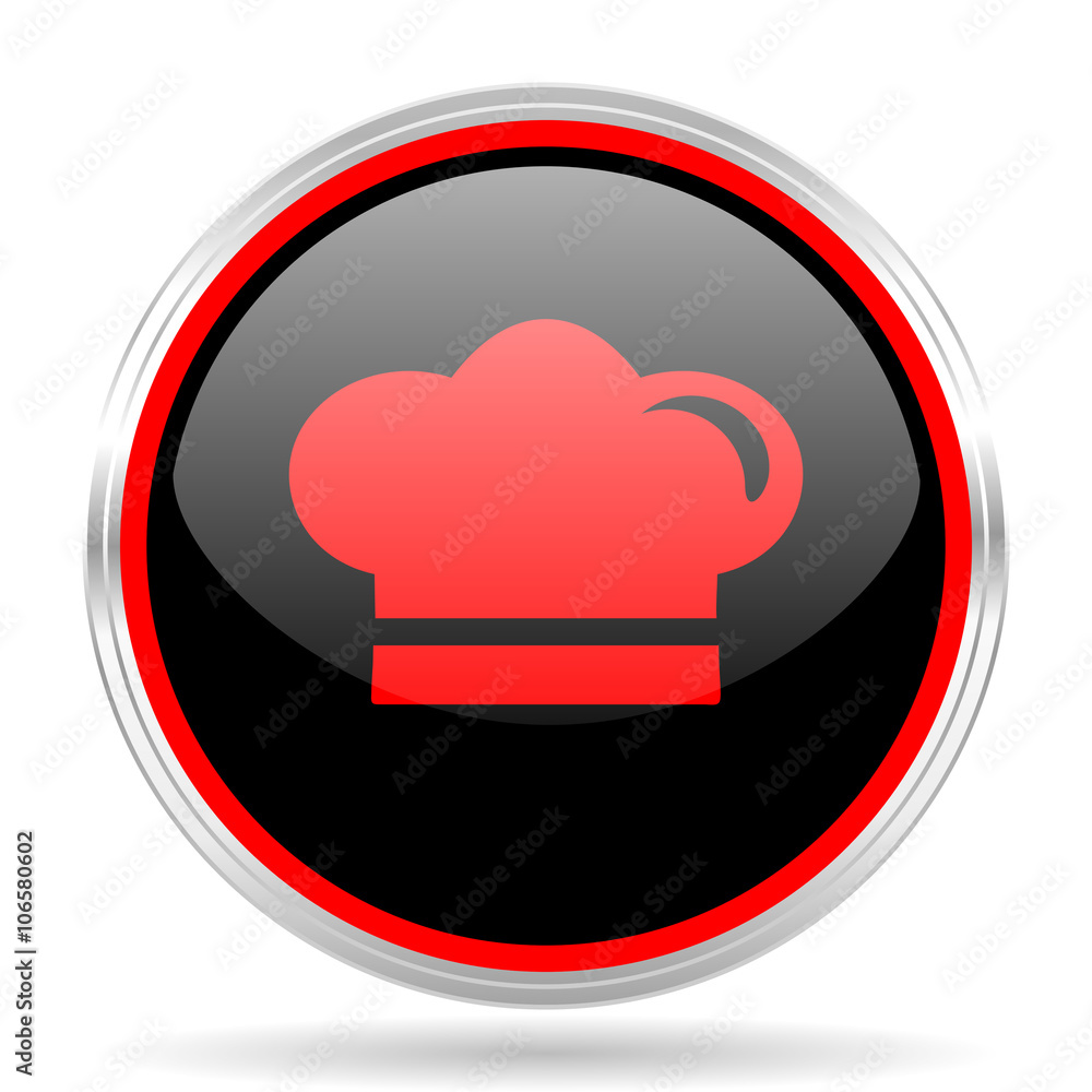 Poster cook black and red metallic modern web design glossy circle icon
