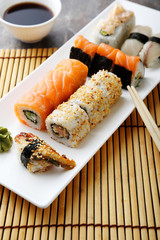 sushi with fish close-up
