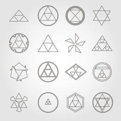 Japan religious symbols sacred geometry vector set