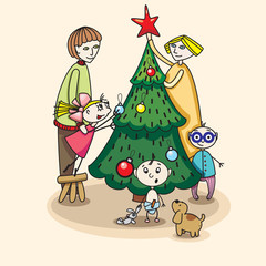 family New Year vector image for your design