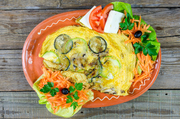 Scrambled eggs with cheese and vegetables © focusandblur