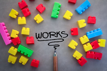 Obraz premium Business concept with word work drawing with plastic box