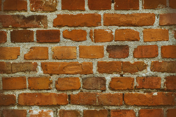 Naklejka premium Old red brick rough wall grunge texture, vintage background