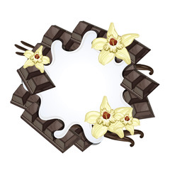 Yogurt splash isolated on chocolate and vanilla. Milk splash. Chocolate and vanilla yogurt. Yogurt Packaging Design Template. Vector illustration.