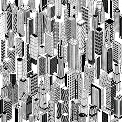 Skyscraper City Isometric Seamless Pattern