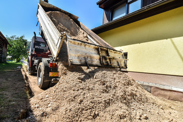 Making and constructing a new asphalt road.
