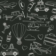 Hand drawn images Travel and transportation