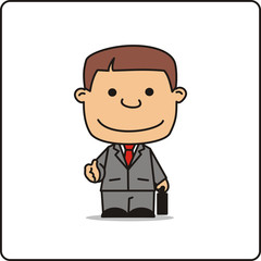 Manager holds out his hand. Cartoon manager isolated on white background. Icon manager.