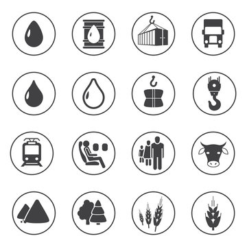 Set of transport and industry icons, vector icons for your design project or presentation, black icons