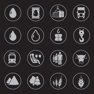 Set of transport and industry icons, vector icons for your design project or presentation, black icons