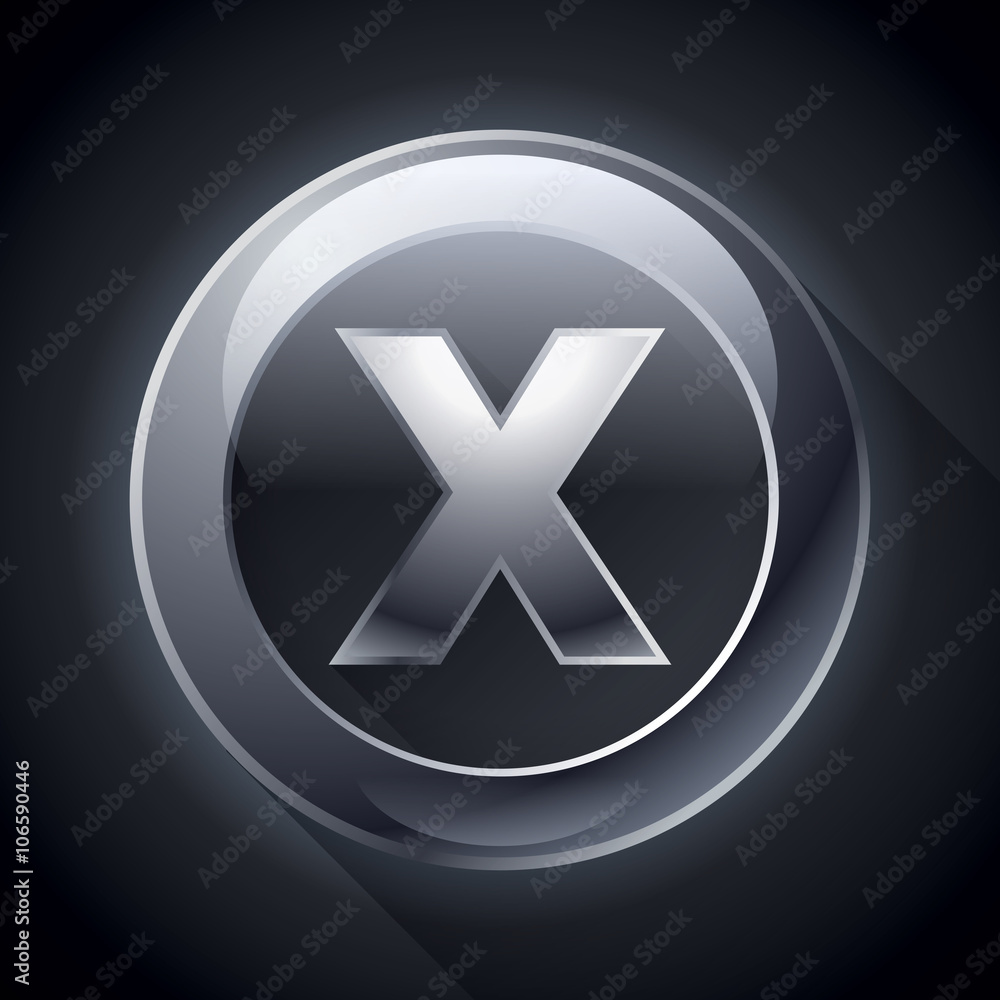 Poster vector web button, x icon, black gloss button, elements for you design project