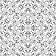 Abstract vector decorative ethnic mandala black and white seamle