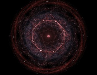 Elementary Particles series. Interplay of abstract fractal forms on the subject of nuclear physics science and graphic design.