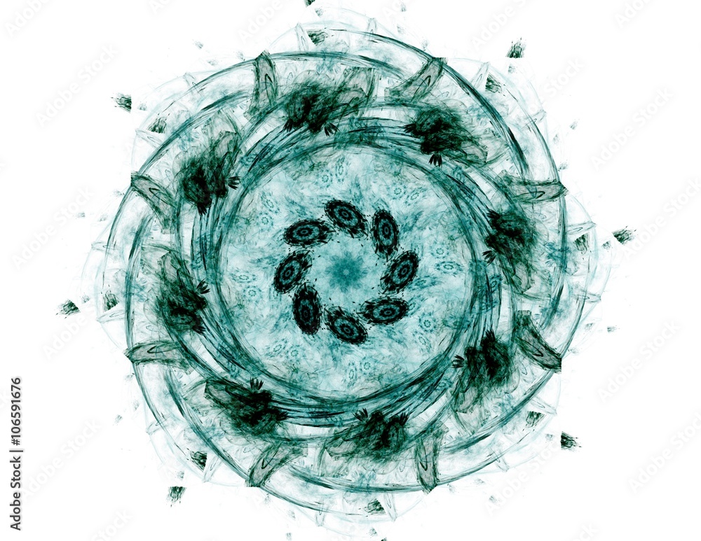 Aufkleber elementary particles series. interplay of abstract fractal forms on the subject of nuclear physics s