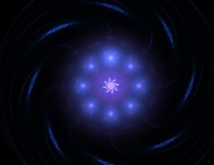 Elementary Particles series. Interplay of abstract fractal forms on the subject of nuclear physics science and graphic design.