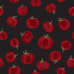 Seamless pattern with hand painted tomatoes