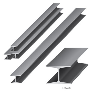 Vector Illustration Of Steel Construction Isolated (I Beam) On White Background.