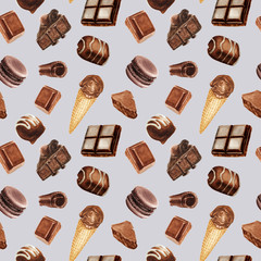 Watercolor chocolate delicious pattern