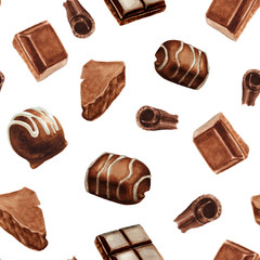Watercolor chocolate pattern