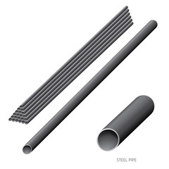 Vector illustration of steel construction isolated (Steel Pipe) on white background.
