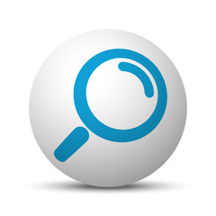 Blue Magnifying Glass icon on sphere on white background